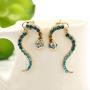 Boaccy Crystal Earrings Snake Earring Jackets Ear Drop Green Jewelry for Women and Girls