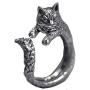 Cat ring, retro silver-plated cute animal cat tail adjustable ring girl cat lover gift