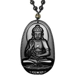 Natural Obsidian Necklace Healing Crystal Gemstone Pendant Hand Carved Stone Amulet Charm Jewelry