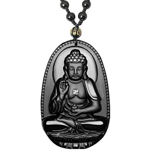 Natural Obsidian Necklace Healing Crystal Gemstone Pendant Hand Carved Stone Amulet Charm Jewelry