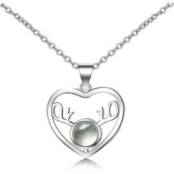 Inf-way I Love You Necklace, 925 Sterling Silver 100 Languages Projection on Round Onyx Pendant Loving Memory Collarbone Necklace 1 Pcs