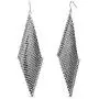 Steve Madden Black Toned Mesh Chain Disco Dangle Earrings for Women Steve Madden Black Toned Mesh Chain Disco Dangle Earrings for Women