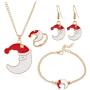 YIZHEN Xmas Bell Elk Santa Claus Christmas tree Moon 4-piece Christmas Jewelry Set for Women Girls