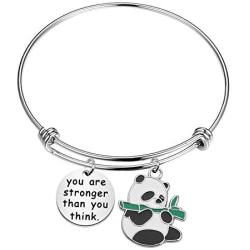 UJIMS Panda Gifts Funny Panda Bear Bracelet You are Stronger Than You Think Inspired Animal Panda Lovers Jewelry for BFF