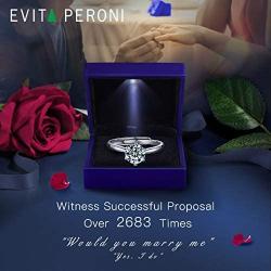 EVITA PERONI 925 Sterling Silver Open Ring Moissanite Simulted Diamond Wedding Gift for Women