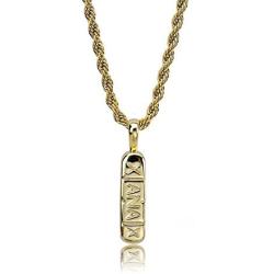 TOPGRILLZ 14K Gold and Silver Plated Xanax Pill Bar Pendant Necklace for Men with 24” Stainless Steel Rope Chain