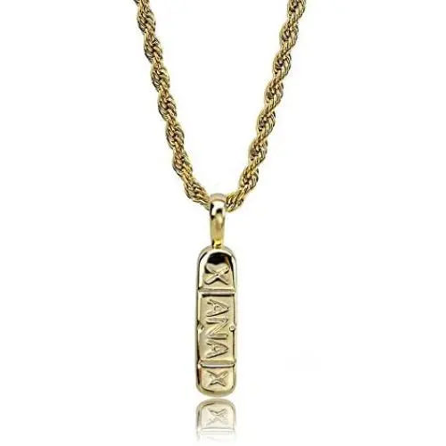 TOPGRILLZ 14K Gold and Silver Plated Xanax Pill Bar Pendant Necklace for Men with 24” Stainless Steel Rope Chain TOPGRILLZ 14K Gold and Silver Plated Xanax Pill Bar Pendant Necklace for Men with 24” Stainless Steel Rope Chain