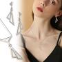 Besilver Valentine Gift Triangle Necklace Earrings Set Women Men 925 Sterling Silver 18K Gold Filled Cubic Zirconia Triangle Jewish Chai Necklace Jewelry Gift