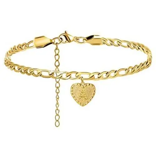 Joycuff Initial Anklets for Women Her 18K Gold Plated Cute Dainty Delicate Tiny Stainless Steel Heart Figaro Chain Anklet Bracelet Personalized Handmade Engraved Alphabet Letter Beach Jewelry Joycuff Initial Anklets for Women Her 18K Gold Plated Cute Dainty Delicate Tiny Stainless Steel Heart Figaro Chain Anklet Bracelet Personalized Handmade Engraved Alphabet Letter Beach Jewelry