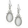 1928 Jewelry Silver-Tone Crystal And White Cat Eye Oval Drop Earrings