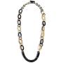 Bling Jewelry Earth Tone Brown Handmade Natural Statement Boho Fashion Buffalo Horn Oval Chain Link Necklace for Women