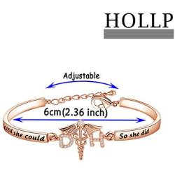 HOLLP Dental Hygienist Graduation Gift She Believed She Could So She Did Bracelet Gift for Dental Hygienist Dental Assistant Jewelry