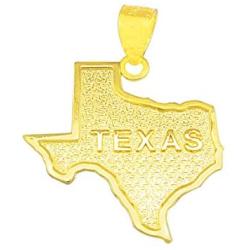 AMZ Jewelry 10K Yellow Gold Texas State Map Pendant