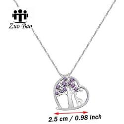 Zuo Bao Giraffe Lover Gift Amethyst Tree of Life Pendant Neckalce with Giraffe Charm Healing Jewelry Gift for Family