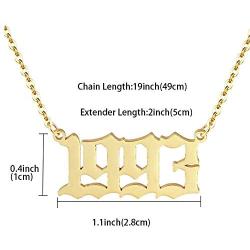 EXGOX Birth Year Number Pendant Necklace for Women and Girls Stainless Steel Old English Friendship Necklace Anniversary Birthday Jewelry 1990-2010