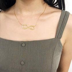 U7 Personalized Name Necklace for Mother or Couple 18K Gold Plated Script Nameplate Jewelry Custom Any Name/Birth Year Pendant Choker for for Women Teen Girls, Length 16 Inch