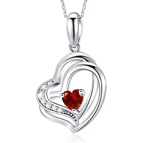Birthstone Necklaces for Women Sterling Silver Birthstone Cubic Zirconia CZ Heart Pendant Necklace Fashion Jewelry Anniversary Birthday Gifts for Girls Her Mom Wife Daughter Yourself, 16+2 Inches Birthstone Necklaces for Women Sterling Silver Birthstone Cubic Zirconia CZ Heart Pendant Necklace Fashion Jewelry Anniversary Birthday Gifts for Girls Her Mom Wife Daughter Yourself, 16+2 Inches