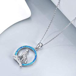 YFN Wolf Pendant Necklace 925 Sterling Silver Cubic Zirconial Wolf Moon Necklace 18'' Birthday Day Jewelry for Girlfriend Wife