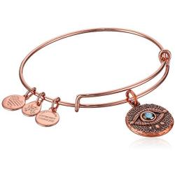 Alex and Ani Womens Evil Eye Rose Gold Charm Bangle Bracelet, Expandable