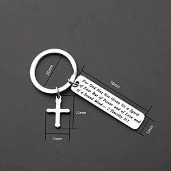 MAOFAED Religious Jewelry Scripture Keychain for God Has Not Given Us A Spirit of Fear 2 Timothy 1:7 Christian Jewelry Bible Verse Keychain Bible Study Gift