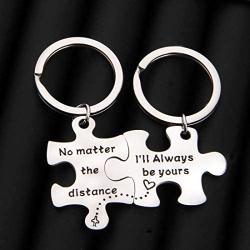Zuo Bao Couple Keychains No Matter The Distance & Ill Always Be Yours Set Keychains Gift for Wife Husband Boyfriend Girlfriend Keychain Suit