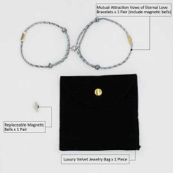 925 Sterling Silver Mutual Attraction Rope Braided Couple Distance Bracelets Vows Of Eternal Love Charm Pendants With Magnetic Bells 2 PCS Gift Jewelry Set For Women Men …