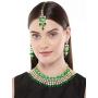 Aheli Faux Kundan Stone Indian Traditional Necklace Earrings Maang Tikka Set Wedding Fashion Party Wear Jewelry for Women