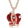 I Love You Jewelry with Ruby Red/Sapphire Blue Heart Birthstone Crystal, Rose Gold/Silver Tone Plating Pendant Valentines Day Necklaces for Women Wife Girls Girlfriend Gifts, 18+2