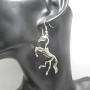 Silver Unicorn Skull Pendant Earrings Necklace Set Long Gothic Silver Snake God Unicorn Mens Halloween Accessories