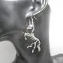 Silver Unicorn Skull Pendant Earrings Necklace Set Long Gothic Silver Snake God Unicorn Mens Halloween Accessories