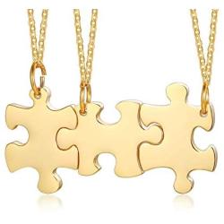 VNOX Personalized Custom 2/3/4/5 Piece Heart Puzzle Piece Necklace Set BBF Friendship Necklace for 2/3/4/5