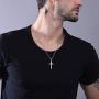Nofade Silver Simple Cross Necklace 925 Sterling Silver Minimalist Cross Pendant Necklace with Rolo Chain 18 Religious Christian Jewelry Gift