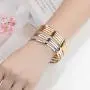 Stainless Steel Tri-Color Silver/Gold/Rose Gold Bangle Bracelets Set for Women, Set of 7 Pieces, Size 9.00 Inches Stainless Steel Tri-Color Silver/Gold/Rose Gold Bangle Bracelets Set for Women, Set of 7 Pieces, Size 9.00 Inches
