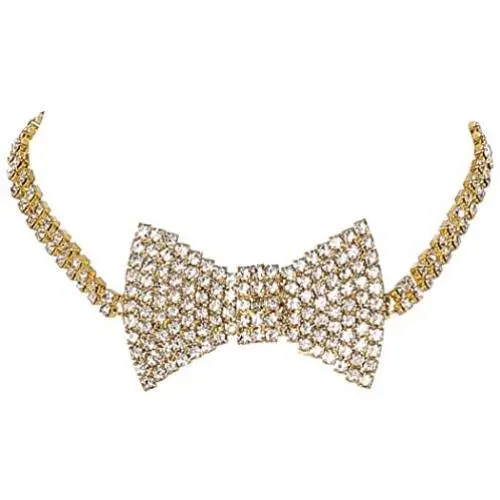 Sethain Boho Rhinestone Choker Necklace Silver Crystal bowknot Necklaces Party Jewelry Accessories for Women and Girls