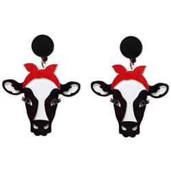 Funny Animal Head Acrylic Dangle Earrings Cute Square Asymmetric Cat Zebra Cows Cartoon Drop Earrings Exaggerated African Bohemian Fashion Lovely Declaration Jewelry for Women Girls Gifts