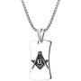 Mealguet Jewelry Stainless Steel Masonic Symbol Freemason Dog Tag Pendant Necklace for Men,24''