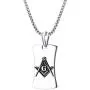Mealguet Jewelry Stainless Steel Masonic Symbol Freemason Dog Tag Pendant Necklace for Men,24''