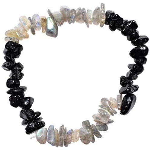 Zenergy Gems Charged Premium Natural Crystal Chip Bead Bracelet + Moroccan Selenite Charging Crystal [Included]