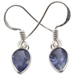 SilverStarJewel Iolite Earrings 1.1'' Ladies Jewelery 925 Pure Silver