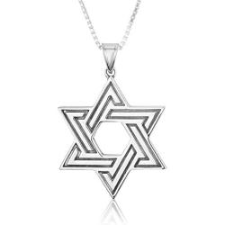 Marina Jewellery Real 925 Sterling Silver Chain Necklace with Jewish Token Pendant Charm, 18 or 24 Inch Box Chain (See Design/Chain Size Options)