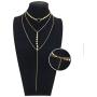 Suyi Stylish Layered Sequins Choker Necklace with Thin Long Chain Pendant for Women Lady Girl