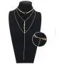 Suyi Stylish Layered Sequins Choker Necklace with Thin Long Chain Pendant for Women Lady Girl