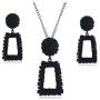 Statement Necklace Drop Earrings Set for Women Large Metal Crystal Geometric Dangle Earrings Necklace Jewelry Set