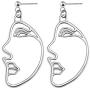 D.Rosse 4 Pairs Unique Abstract Human Face Dangle Earrings Hollow Face Hand Shape Gold Silver Statement Drop Studs Earrings Jewelry Set for women Girls