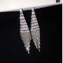 CHRAN Silver Teardrop Crystal Long Tassels Dangle Earrings Sparkling Rhinestone Ladies Gifts