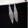 CHRAN Silver Teardrop Crystal Long Tassels Dangle Earrings Sparkling Rhinestone Ladies Gifts