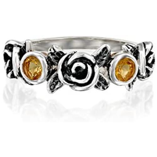 PZ Paz Creations 925 Sterling Silver Multi-Gemstone Ring For Women Girls | Rose Flower Design | 0.5 Ct Choice of Gemstones | Made In Israel