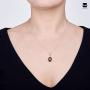 Amberta 925 Sterling Silver with Genuine Baltic Amber - Classic Oval Pendant for Women - Various Stone Colors