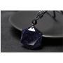 Reizteko Black Obsidian/Blue Sandstone Star of David Pendant Hexagram Amulet Gemstone Stainless Steel Titanium Necklace Jewish Religious Jewelry (Blue Sandstone)