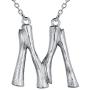 Beautlace Sideways Bamboo Letter Necklaces Silver/18K Gold/Black Gun Plated Initial Choker Pendant Alphabet Name Necklace Jewelry for Men and Women KP0001